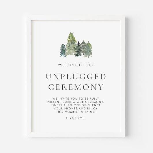 Waterverf Woodlands Unplugged Wedding Ceremony Poster