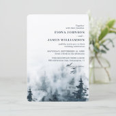 Waterverf Woodsy Forest Owl Wedding Kaart (Staand voorkant)