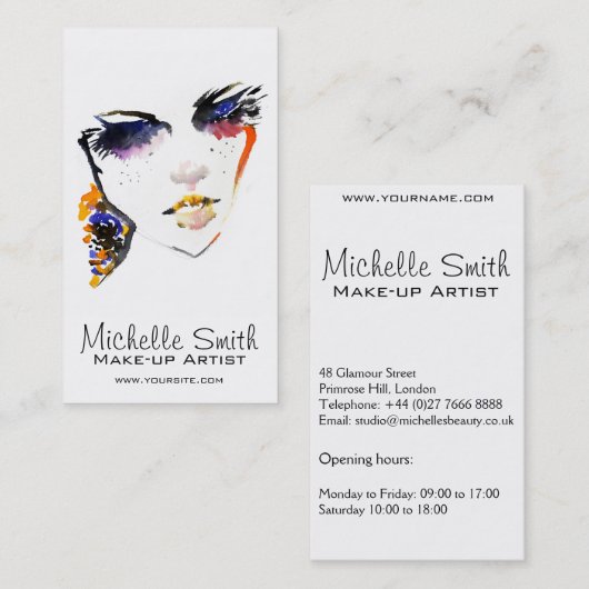 Waterverf wordt geconfronteerd met lange opscheppi visitekaartje (Voorkant / Achterkant)