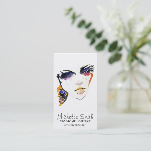 Waterverf wordt geconfronteerd met lange opscheppi visitekaartje (Staand voorkant)