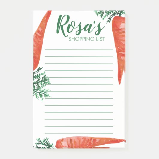 Waterverf wortelen - boodschappenlijst maalplannin post-it® notes (Voorkant)