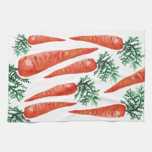 Waterverf wortelen collectie theedoek (Horizontaal)