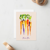 Waterverf wortelen kleurrijke food art notitiekaartje (Voorkant / Achterkant in situ)