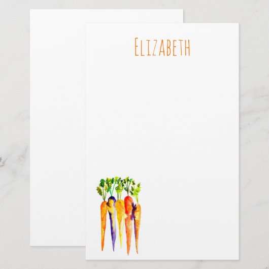 Waterverf wortelen schattige groenten briefpapier (Voorkant / Achterkant)