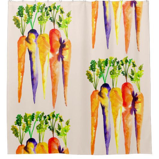 Waterverf wortelen schattige groenten douchegordijn (Voorkant)