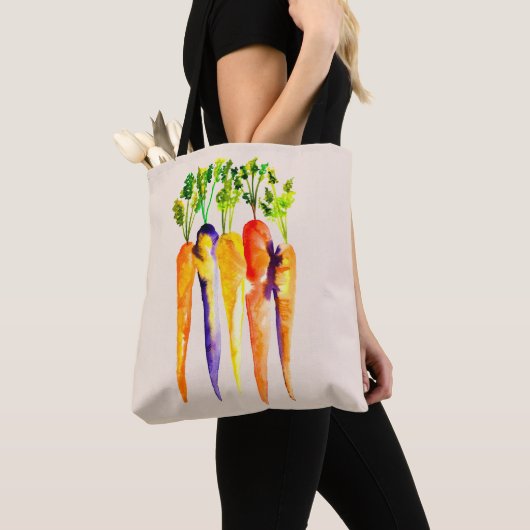 Waterverf wortelen schattige groenten tote bag (Dichtbij)