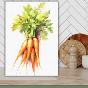 Waterverf Wortelen Veggie Art voor Keuken Canvas Afdruk
