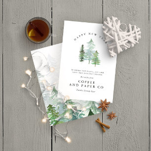 Waterverf woud bedrijfspas nieuw jaar feestdagenkaart