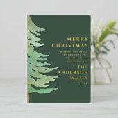 Waterverf woud elegant modern rustic folie feestdagenkaart (Staand Voorkant)