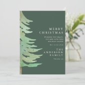 Waterverf woud elegant modern rustige Kerstmis Kaart (Staand voorkant)