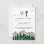 Waterverf woud en bergen Rustic Wedding RSVP Kaartje (Voorkant)
