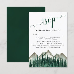 Waterverf woud en bergen Rustic Wedding RSVP Kaartje