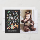 Waterverf woud het mooiste moment zwarte foto feestdagenkaart (Voorkant)