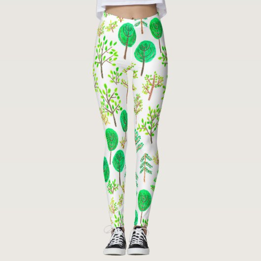 Waterverf woud in doedelstijl leggings (Voorkant)