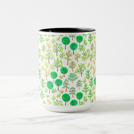 Waterverf woud in doedelstijl mok (Midden)