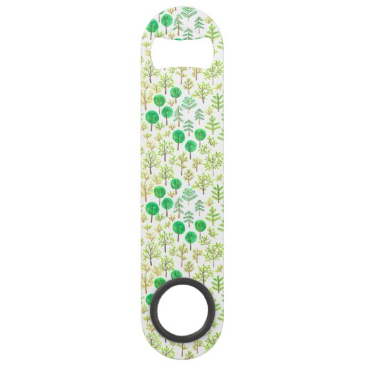 Waterverf woud in doedelstijl speed flessenopener (Achterkant)