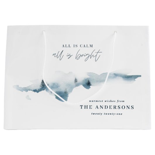 Waterverf woud met minimale maat gepersonaliseerde groot cadeauzakje (Voorkant)