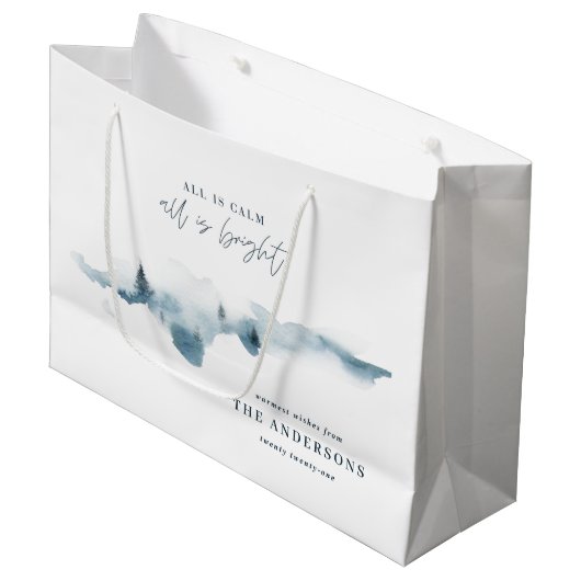 Waterverf woud met minimale maat gepersonaliseerde groot cadeauzakje (Voorkant Gekanteld)