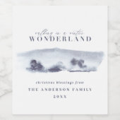 Waterverf woud met minimale maat gepersonaliseerde wijn etiket (Enkel label)