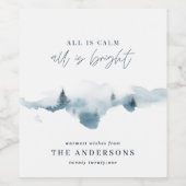 Waterverf woud met minimale maat gepersonaliseerde wijn etiket (Enkel label)