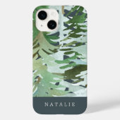 Waterverf woud winter gepersonaliseerde iPhone cas Case-Mate iPhone Case (Achterkant)