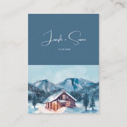 Waterverf Woud Winter Sneeuwbergen Details Informatiekaartje (Achterkant)