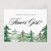 Waterverf woud wordt mijn Bloemenmeisje Uitnodiging Briefkaart (Voorkant)