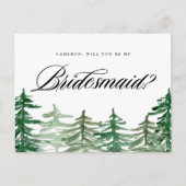 Waterverf woud... zal jij mijn Bridesmaid zijn. Uitnodiging Briefkaart (Voorkant)
