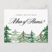 Waterverf woud zal jij mijn Man zijn. Uitnodiging Briefkaart (Voorkant)