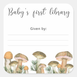 Waterverf woudpaddenstoelen - Baby's eerste biblio Vierkante Sticker