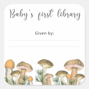 Waterverf woudpaddenstoelen - Baby's eerste biblio Vierkante Sticker