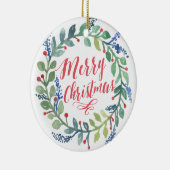 Waterverf Wreate kerstfoto Keramisch Ornament (Rechts)