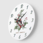 Waterverf Wreated Red Kardinaal Kerstmis   Grote Klok (Hoek)