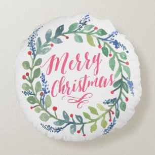 Waterverf Wreath Collectie Rond Kussen