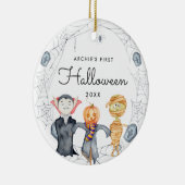 Waterverf Wreath | Eerste halloween baby Keramisch Ornament (Rechts)