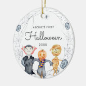 Waterverf Wreath | Eerste halloween baby Keramisch Ornament (Links)