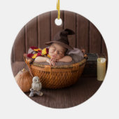 Waterverf Wreath | Eerste halloween baby Keramisch Ornament (Achterkant)