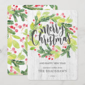 Waterverf Wreath Feestdagenkaart (Voorkant / Achterkant)