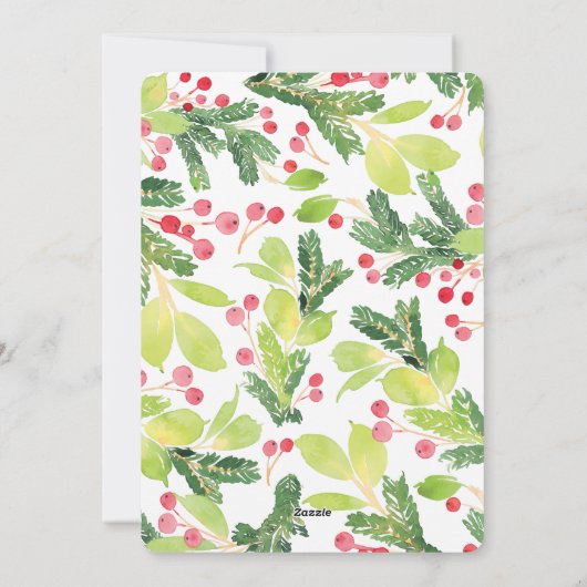 Waterverf Wreath Feestdagenkaart (Achterkant)