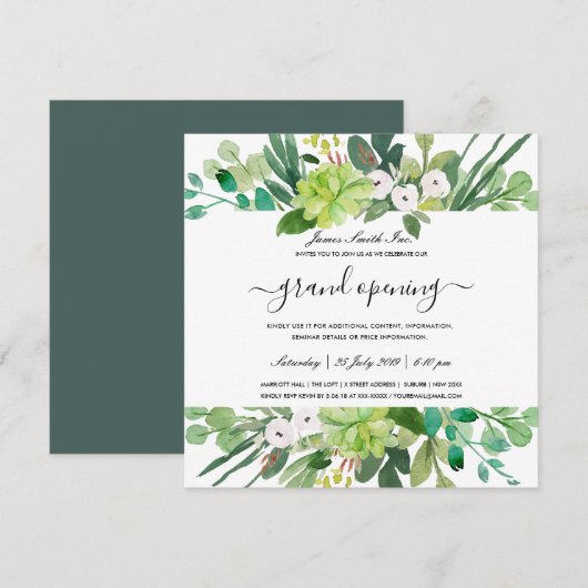 WATERVERF WREATH FOLIAGE GRAND OPENING CEREMONY KAART (Voorkant / Achterkant)