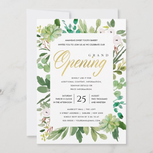 WATERVERF WREATH FOLIAGE GRAND OPENING CEREMONY KAART (Voorkant)