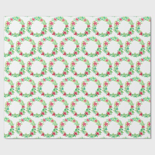 Waterverf Wreath Kerstmis Cadeaupapier (Vlak)