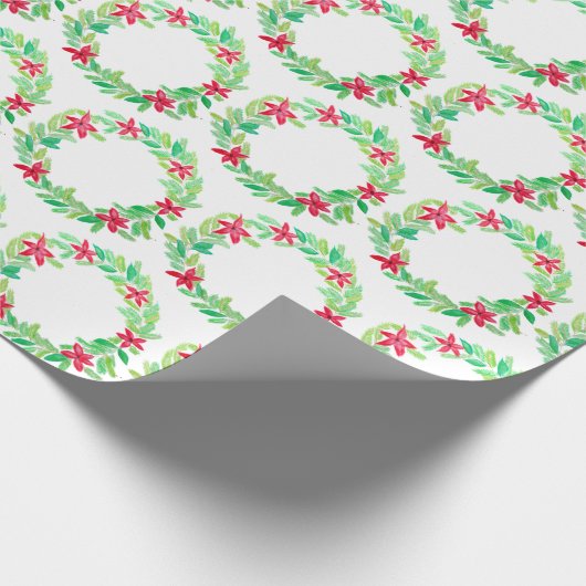 Waterverf Wreath Kerstmis Cadeaupapier (Hoek)