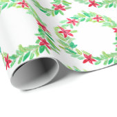 Waterverf Wreath Kerstmis Cadeaupapier (Rol Hoek)