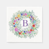 Waterverf Wreath Kerstmis Napkins Servet (Voorkant)