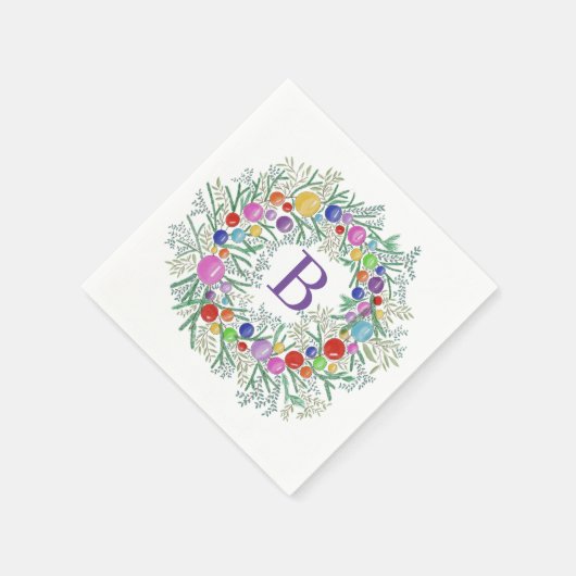 Waterverf Wreath Kerstmis Napkins Servet (Hoek)
