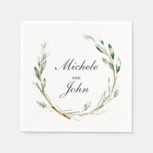 Waterverf Wreath Wedding Names Paper Napkins Servet