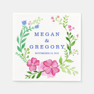 Waterverf Wreath Wedding Servetten