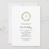 Waterverf Wreator en Gold Cross Baptisme Kaart (Voorkant)