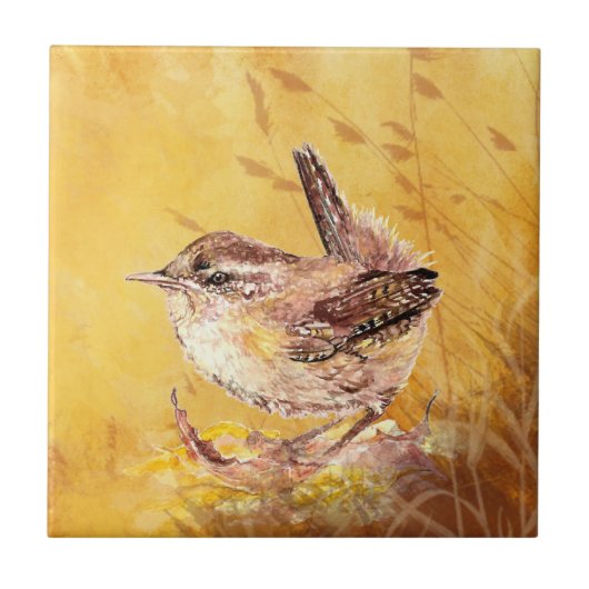 Waterverf Wren Bird Wildlife Art Tegeltje (Voorkant)